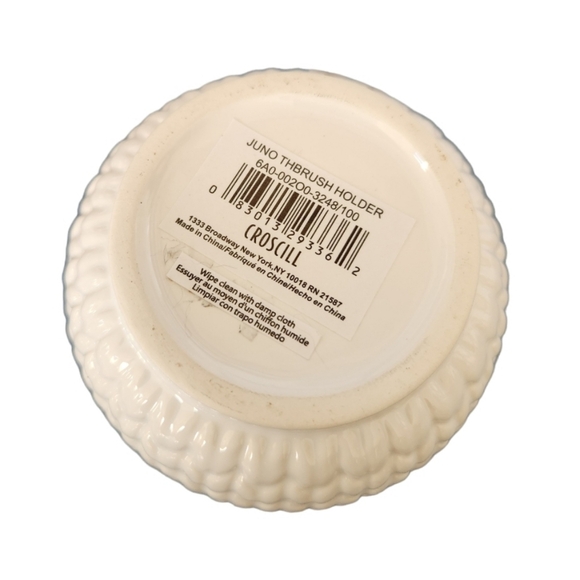 Croscill Juno Tooth Brush Holder Ceramic Rare Accessories White - Picture 4 of 5